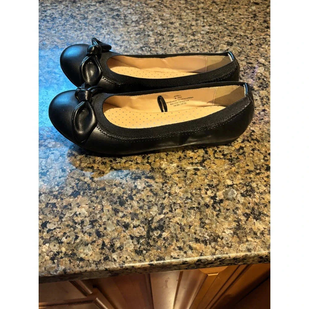 Nordstrom Rack NREMMA-PU Kids Black Bow Ballet Flats Size 3M Dress Shoes